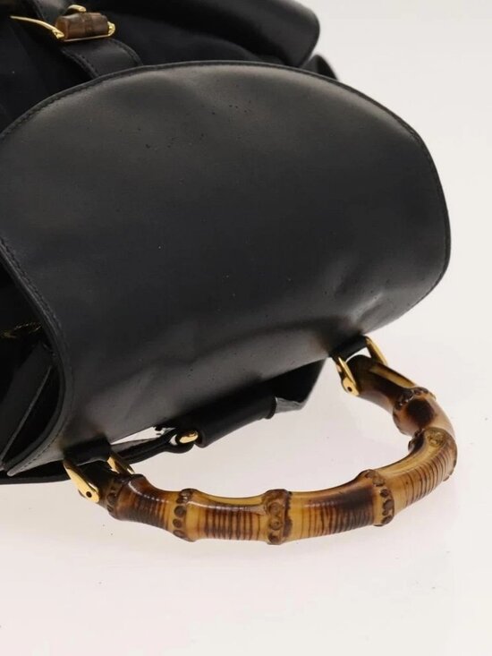 GUCCI Bamboo Backpack Leather Black Auth th5812 main image 13